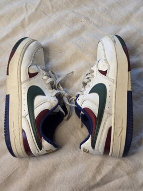 Nike Vintage Air Force 1 Low White with Green & Burgundy Swoosh